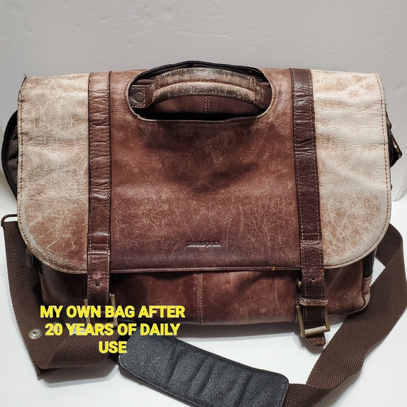 Samsonite Brown Leather Laptop Messenger Bag 16x12x3" Shoulder Strap - Picture 12 of 13